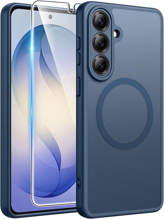FNTCASE for Samsung Galaxy S26 Case: [Fit for Magsafe] [Full Camera Protection & Screen Protector] Translucent Matte Military Grade - Shockproof Protective Phone Cover for Samsung S 26 - Blue