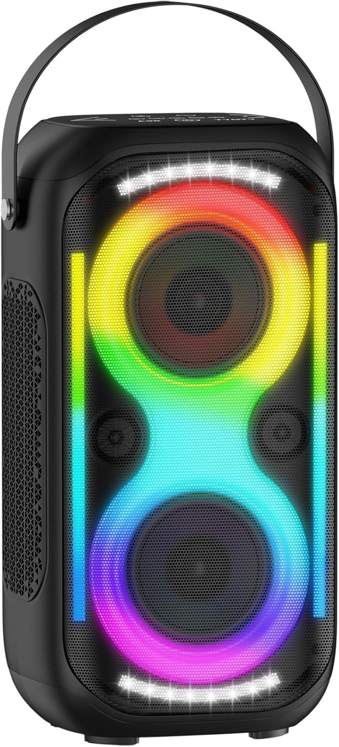 Bluetooth Speaker 160W Loud Wireless Outdoor Portable Big Powerful Deep Bass Sound TWS Large Home Party Speakers with Subwoofer LED Lights(Black)