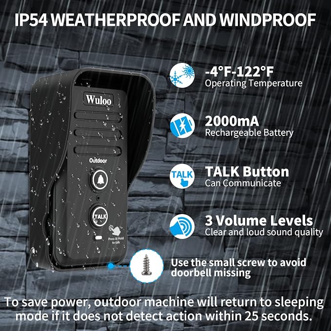 Expandable fro Wuloo Wireless Intercom Doorbell, an Additional Outdoor Unit for Expanding Wuloo Doorbell System(Only Outdoor Unit, CAN NOT Work Without Indoor Unit)