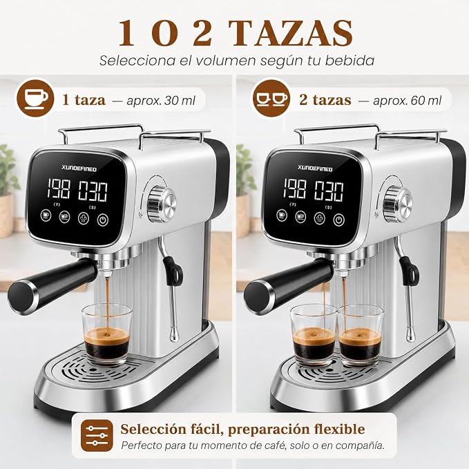 Espresso Machines 20 Bar with LED Touchscreen, Adjustable Temperature(185~203°F) Timing(25~60s), Compact Stainless Steel Coffee Maker with Milk Frother Steam Wand for Home Cappuccino & Latte Maker