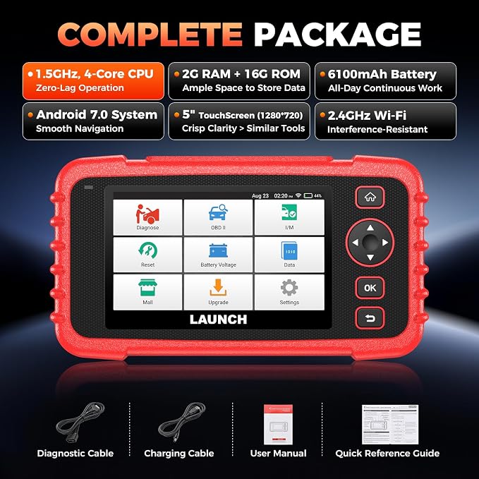 Launch CRP 123X Plus 2026 OBD2 Scanner Diagnostic Tool, All System Car Scan Tool Lifetime F.Ree Update, Oil Reset, SAS Calibration, Throttle Adaptation, Auto VIN, Battery Test, Upgraded of CRP123X