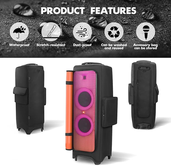 Protective Cover Case Compatible with JBL PartyBox 1000, Water-Resistant Carrying Case with Storage Bag, Splashproof Dustproof Portable Cover for Party Box 1000 Speakers