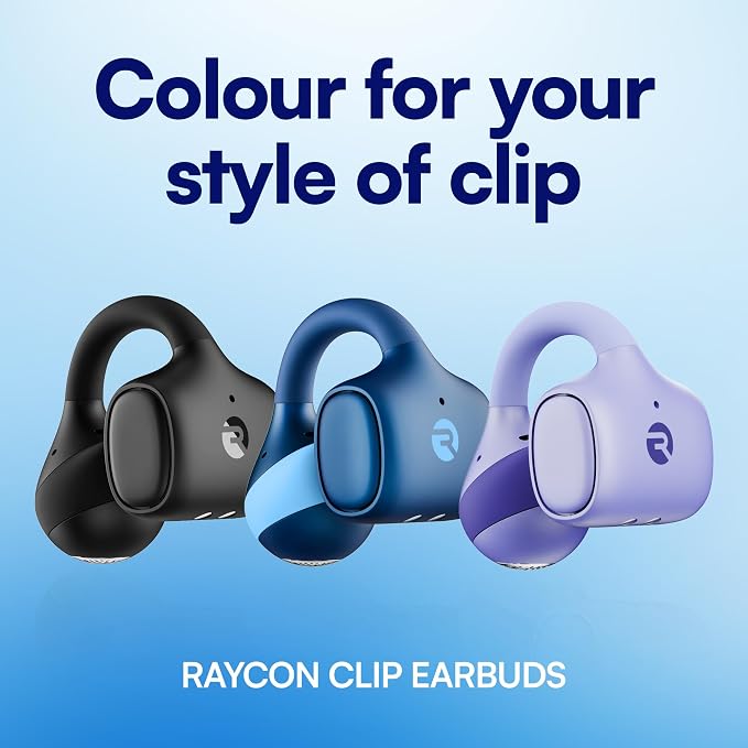 Raycon Everyday Clip On Earbuds - Open Ear Headphones, Lightweight Wireless Earbuds Bluetooth, Sweat & Water Resistant Earphones, Clip Earbuds with Buttons, 30 Hours Battery Life (Carbon Black)