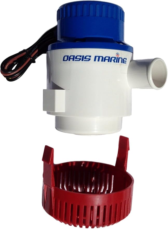 OASIS MARINE 3700 GPH 12V Submersible Marine Bilge Pump for Boats – Saltwater & Freshwater, 1.5" Hose Outlet, Separate Float Switch Included, Heavy Duty, Stainless Steel Shaft, Corrosion Resistant