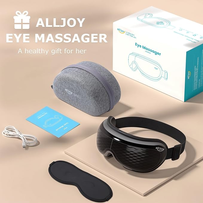 ALLJOY Eye Massager with Heat and Cooling, Lightweight Eye Massager with Removable Gel Mask, Birthday Gifts for Women Men Her Him Eye Care Devices for Migraine, Reduce Dry Eyes