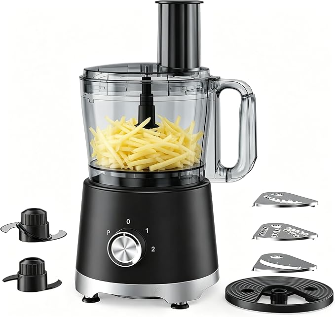 Simple Deluxe 10.5 Cup Food Processor, Multi-Functional Vegetable Choppers Food Grinder with Slicing Shredding Chopping Kneading, Suitable for Smoothie Fruit Dough, 2.6QT, Classic Black