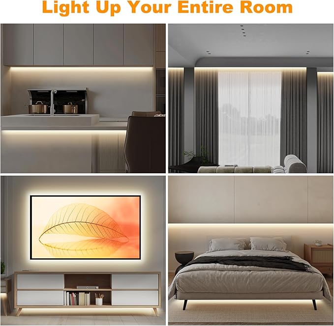 Tatazone Smart White COB Led Strip Light with Remote, 32.8ft 3000K Bright Warm White WiFi COB Light Strip Work with Alexa Google, Dimmable Indoor Led Lights for Cabinet, Room