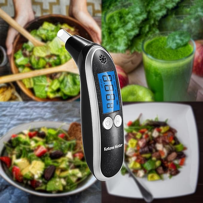 Ketone Meter & Breath Analyzer - Portable, Professional Home Breath Ketosis Meter Advanced Ketosis Breath Tester with 10 Mouthpieces | Breath Ketone Testing for Keto Tracking