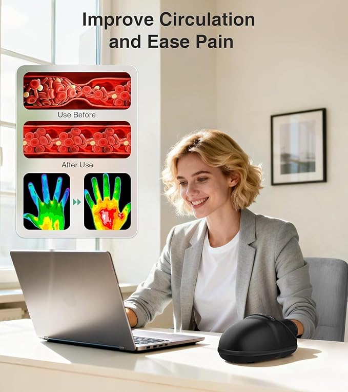 Medcursor Hand Massager, 2026 Upgraded, Hand Massager with Heat and Compression for Carpal Tunnel and Stiff Joints, Pain Relief from Wrist to Palm and Finger, Gifts for Women Men (Rechargeable)