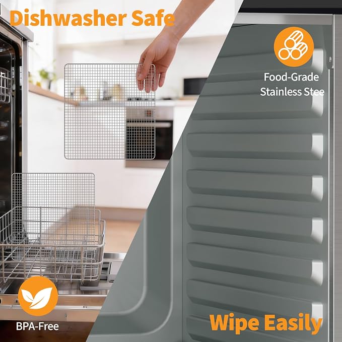 DUMOS Electric Food Dryer Dehydrator, 500W Power, 8 Stainless Steel Trays, 24H Timer, 185°F Temperature Control, Ideal for Jerky, Fruit, Meat, Herbs and Dog Treats
