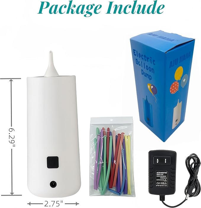 Electric Magic Balloon Pump, Electric Air Inflator Party Air Blower Pump with 1 Nozzle 1 Balloon Cutter and 10 Pcs Long Balloons,Great for Twisty Curly Balloon, Foil Balloons