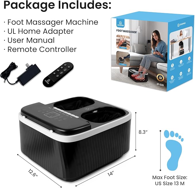 COMFIER Shiatsu Foot Massager with Heat for Neuropathy Plantar Fasciitis, Feet Massage Machine with Deep Kneading Rolling Compression and Remote Control