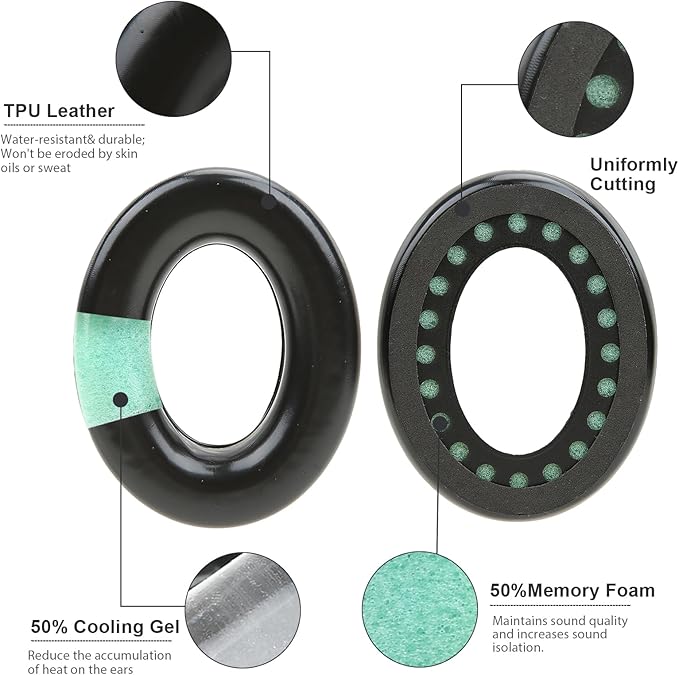 Gel Ear Pads Gel Seals for Bose QuietComfort 45 QC35 QC25 QC15 Cushion Kit Replacement Earpads with Upgraded Memory Foam and Cooling Gel