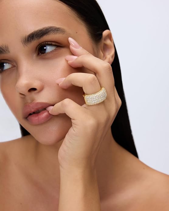 PAVOI 14K Gold Plated Pave Smart Ring Cover Compatible with Oura Ring Gen 4