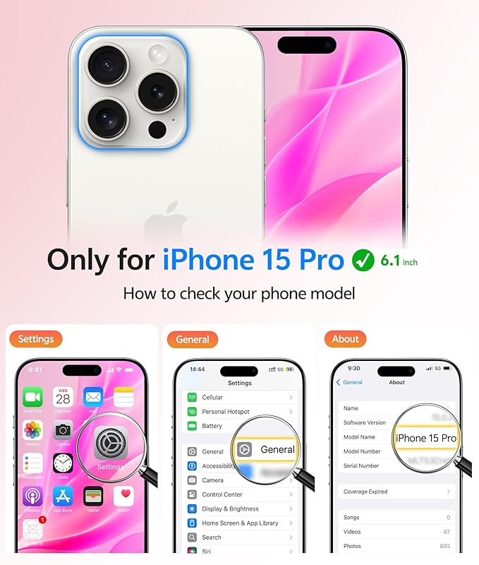 FNTCASE for iPhone 15 Pro Case: [Compatible with Magsafe] Translucent Matte Cases with [Full Camera Protection] [Screen Protector] Military Grade Shockproof Protective Phone Cover - Hot Pink