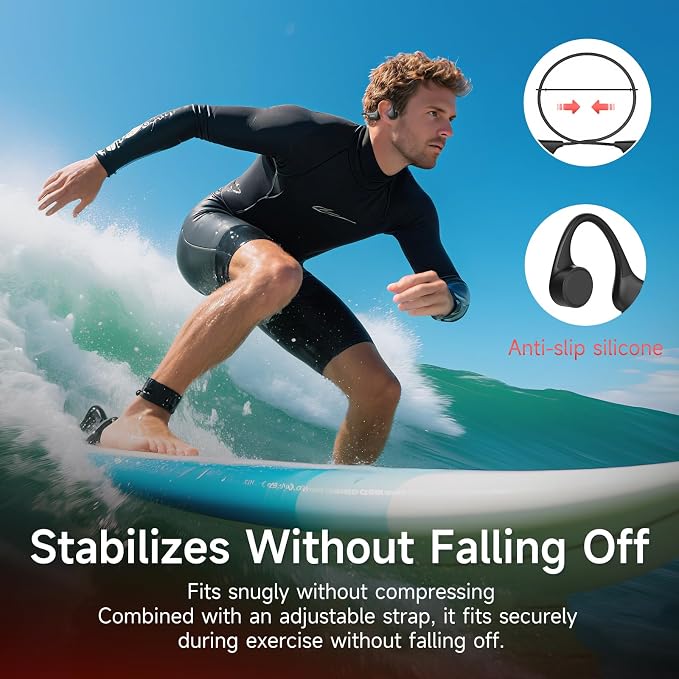 IFECCO Waterproof Headphones for Swimming - Bone Conduction Headphones Swimming Bluetooth 6.0,IP68 Waterproof Earbuds Underwater,Open Ear Earbuds with 8G MP3 for Swim Cycling Running