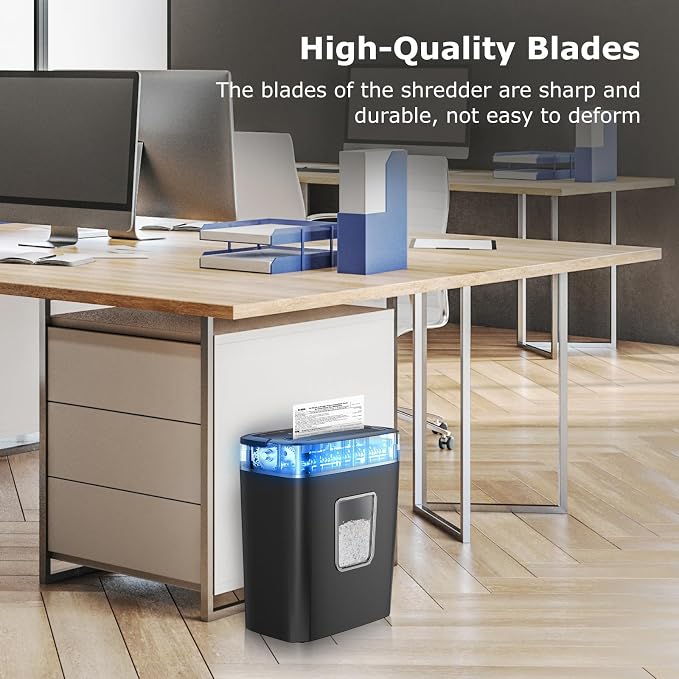 Bonsaii 6 Sheet High Security Micro Cut Paper Shredder, Credit Cards/Mail/Staples/Clips Shredder for Home Use with 4.2 Gallon Bin (C261-D)