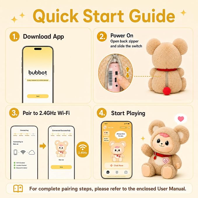 11.8" H AI Companion for Kids 3+, Smart AI-Powered Plush Interactive Toy | No-Screen Communicatible Stuffed Animal with ChatGPT, Rechargeable Doll with Multi-Languages Storytelling&Learning Assistant