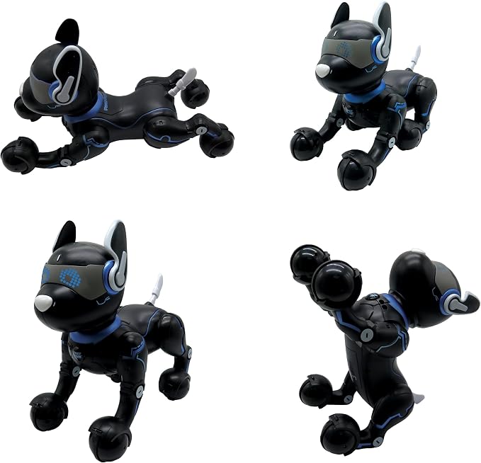 LEXiBOOK Power Puppy - My Smart Robot Dog - Programmable Robot with Remote Control, Training Function, Dances, Sings, Light Effects, Rechargeable Battery, Children's Toy - DOG01BK