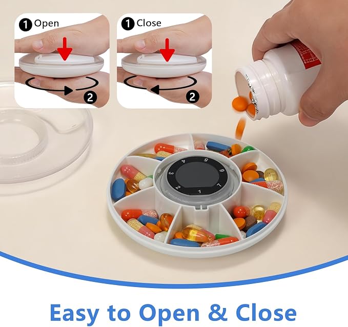 Bluetooth Auto Pill Dispenser w/App Alerts & Alarm Weekly Medicine Pill Organizer with Clear LCD, Tracks Adherence History, Portable for Travel, Large Compartment for Vitamin, Supplements, Fish Oil