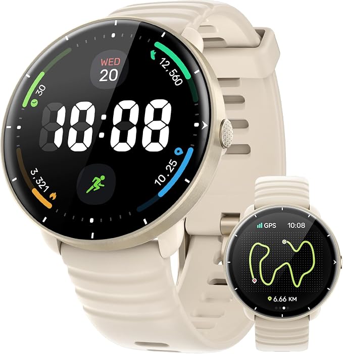 Parsonver Smart Watch for Swimming, 5ATM Waterproof Watch for Pool & Open Water, AI Swim Analysis, Built-in GPS & Compass, AMOLED Fitness Tracker 100+ Sport Mode, Heart Rate Sleep Monitor, French Grey