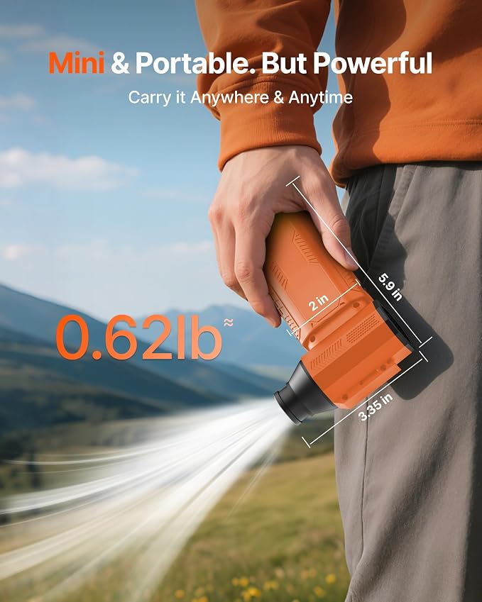 Compressed Air Duster, 130,000RPM Ultra-Powerful Cordless Electric Air Duster with 8000mAh Rechargeable Battery, 4-Gear Adjustable Air Blower for Keyboard, Computer, Car - Orange