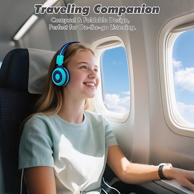 SIMOLIO 2 Pack Kids Bluetooth Headphones with Share Port, 75/85/94dB Volume Limit for Toddler Teens, Wireless Headsets with USB C Charging, Foldable Headphone w/HD Mic for School Airplane iPad PC
