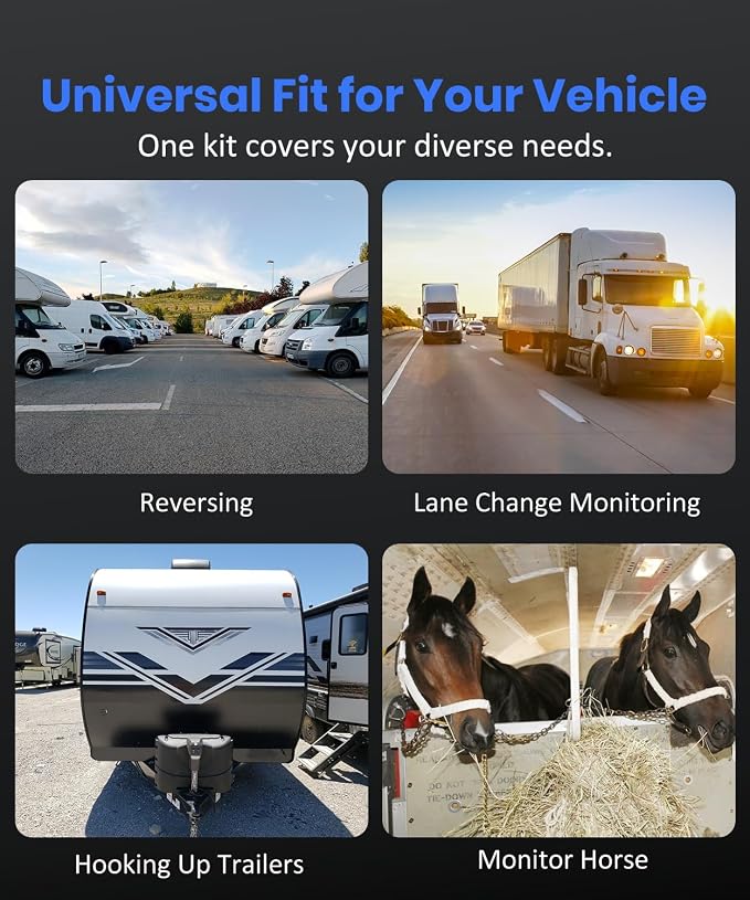AUTO VOX Wireless Backup Dual Camera Solar Magnetic: Portable Storage Bag Include,1-Min Easy Installation,5" 1080P Monitor, 380FT Signal Stable Coverage Back Up Camera for Truck, SUV, RV,Trailer, Van
