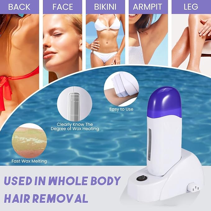 TARSHYRY Portable Roll on Wax Warmer for Hair Removal, Electric Wax Roller Wax Heater with Charging Pedestal, Single Body Depilatory Wax Warmer Machine for Hair Removal