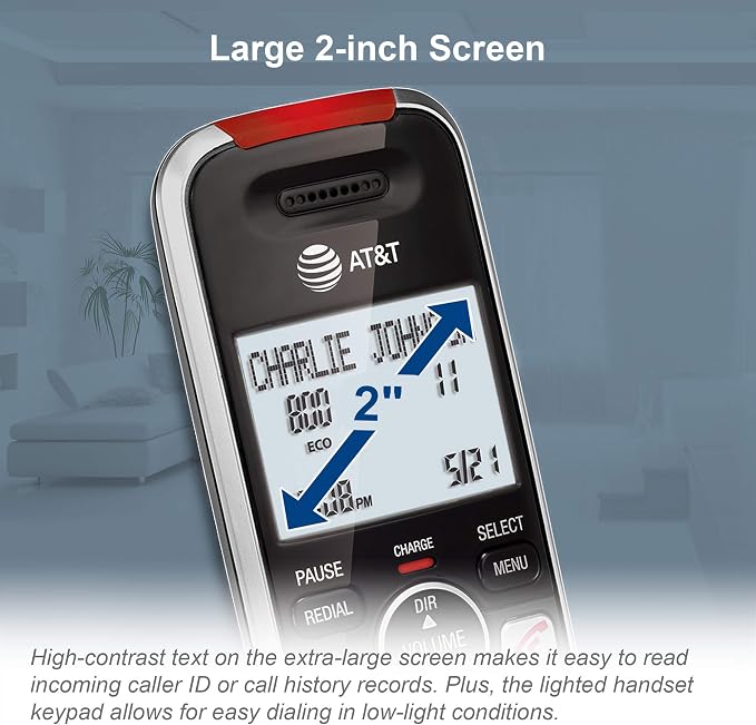 AT&T BL102 DECT 6.0 Cordless Phone for Home with Answering Machine, Call Blocking, Caller ID Announcer, Audio Assist, Intercom, and Unsurpassed Range, Silver/Black