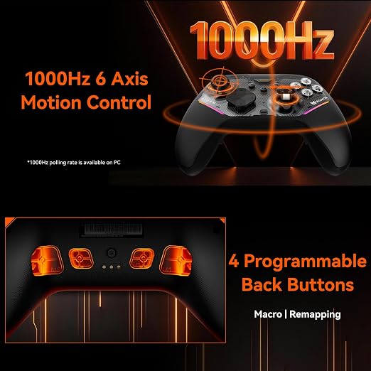 BIGBIG WON Storm(Gale2) Wireless PC Controller, Bluetooth Gaming Controller 2000Hz Polling Rate, Near-Zero Latency, TMR Sticks, Hall & Micro-switch Triggers, 16 Mechanical Buttons, 4 Customizable Back Paddles, for Windows PC/Switch 2/Switch/Android/IOS