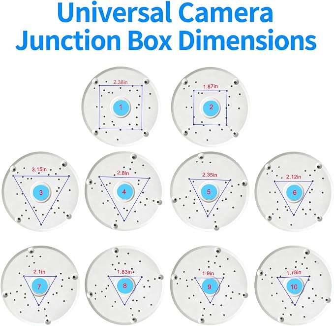 Universial Security Camera Junction Box ABS Waterproof Wall Mounting Brackets for CCTV Camera Hide Cable(8 Pack)