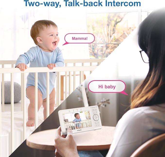 VTech Video Baby Monitor VM5263, 5" HD LCD, Pan-Tilt-Zoom, White