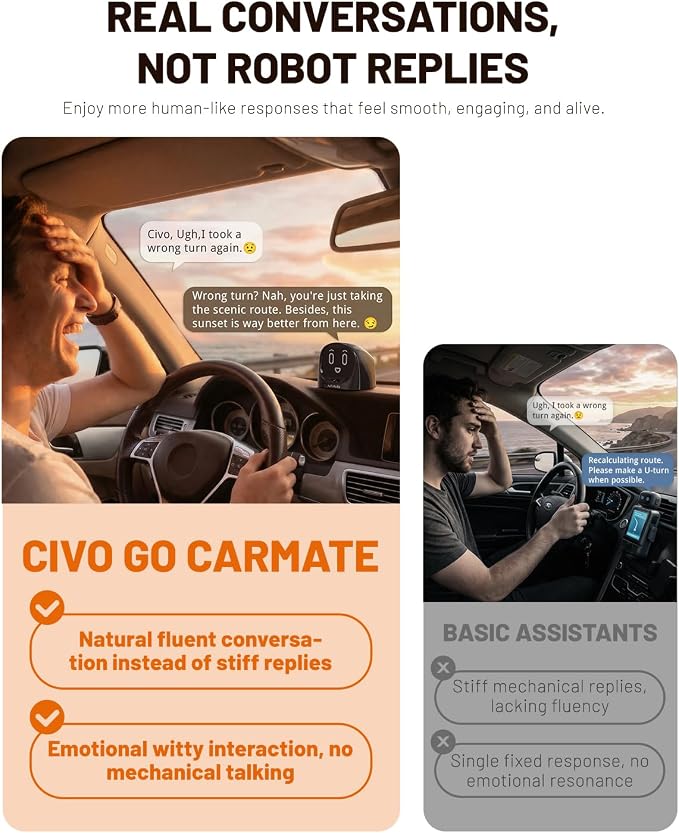 Smart AI Car Chat Robot, Voice Activated Assistant with Custom Personality, Hands-Free Driving Co-Pilot, in-Car & Home Use, Interactive Companion Robot