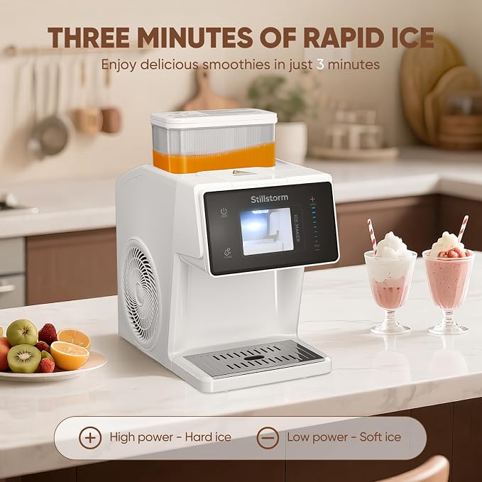 Stillstorm Shaved Ice Machine Snow Cone Maker No Ice Needed，Snowflake Machine with RapidChill Technology, Auto-Clean SUS304, Adjustable Speed Snowflake Maker for Home, Party, Bar...