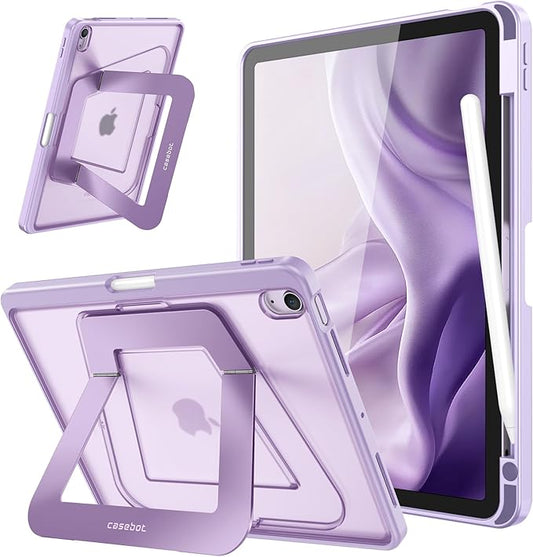 Fintie Shockproof Case for iPad Air 11-inch M4/M3/M2 (2026/2025/2024), iPad Air 5th/4th Generation (2022/2020) 10.9 Inch - Slim Frosted Hard Cover with Multi-Angle Kickstand & Pencil Holder, Purple