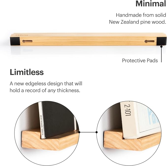 Vinyl Record Shelf - A Display Ledge Made of Solid Wood - A Wall Mount for Your Favorite or Now-Playing Records -This Vinyl Record Holder Fits All Records (Pine)