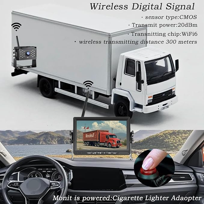 Wireless Backup Camera – Plug & Play, Pre-Wired for Furrion, 4-Channel Split-Screen, 1080P HD 7" Monitor, Wide View & Night Vision & Recording, for Trailer/Camper/Motorhome (1 Camera)