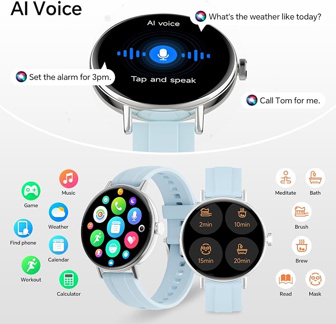Smart Watches for Men Women,Smartwatch for iPhone/Samsung/Android,(Answer/Make Call),1.57" HD 43mm Fitness Tracker with Heart Rate/SpO2/Sleep Monitor,IP68 Waterproof,110+ Sport Mode,with 2 Bands