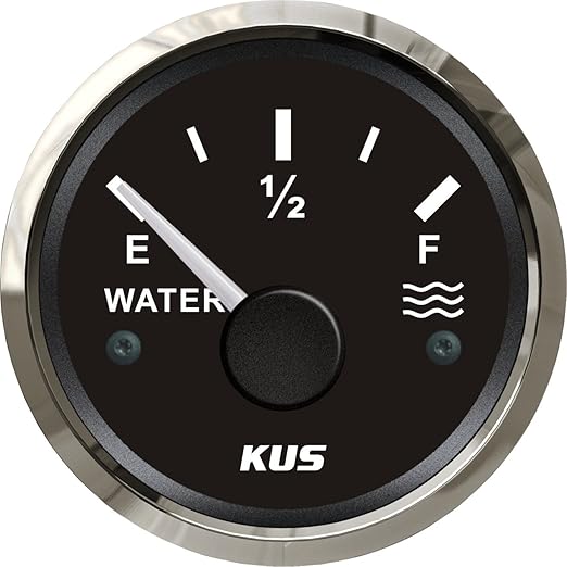 KUS CPWR-BS, 240-33 Ohm, Electric Water Level Gauge, 12V / 24V, 2" (52mm) with Backlight
