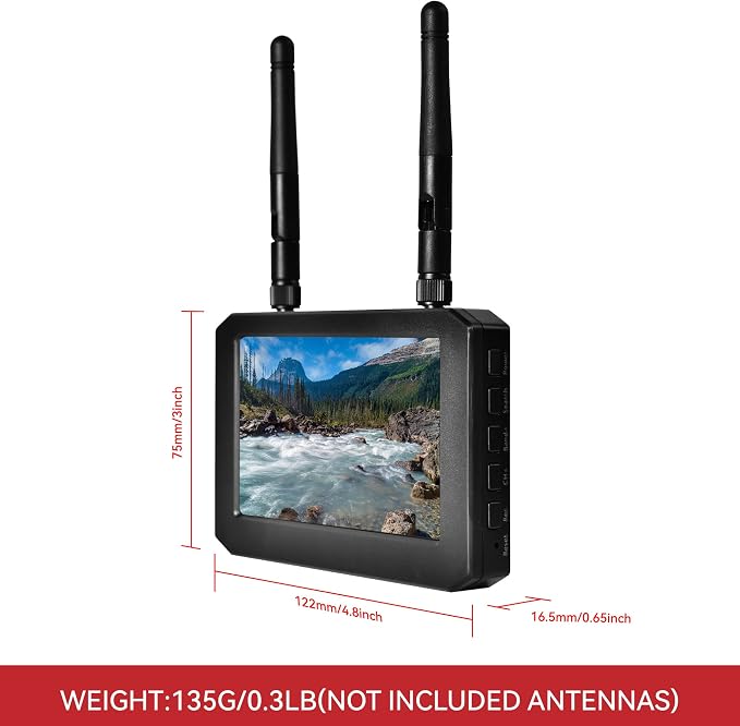 FPV Monitor for FPV Camera- 5.8Ghz 4.3" FPV Display Screen with DVR 40CH Receiver 800x480 IPS Display Built-in Battery for RC Hobby FPV Drone RC Car FPV VTX Goggles