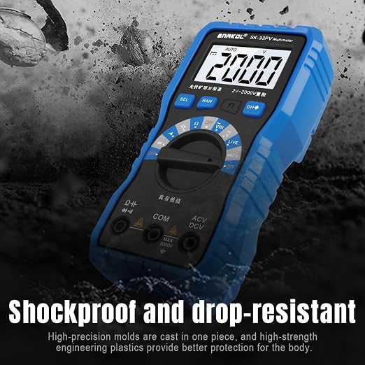 Digital Multimeter Tester, 2000V Volt Meter TRMS, High Voltage Meter for AC DC Voltage, Resistance, Continuity, Diode, Frequency Test with NCV, Backlit LCD Display, Data Hold, Auto-Ranging