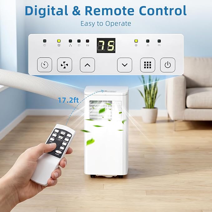 Antarctic Star 8000 BTU Portable Air Conditioner, 4-in-1 Portable AC Unit with Cooling, Dehumidifier & Fan, 24H Timer, Sleep Mode, Remote Control, Easy Install AC for Bedroom, Office, Small Room