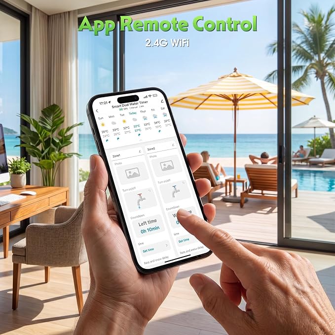 WiFi Sprinkler Timer 2 Zone, Smart Water Timer for Garden with App Remote Control for Travel, Brass Inlet Smart Irrigation System for Outdoor Hose, Patios, Lawns, Flower Bed & Yard Care