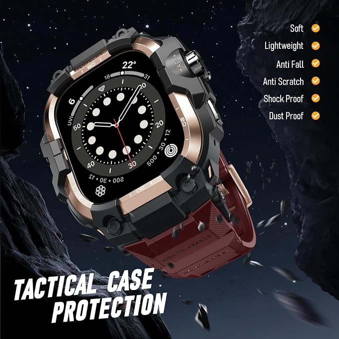 BXUXOHS Rugged Case and Band for Apple Watch 44mm Men, Compatible with Apple Watch SE 3/SE 2nd Generation/SE/Series 6/5/4, Military Grade Shockproof Bumper Cover,Tactical Band Case for iWatch 6/5/4/SE
