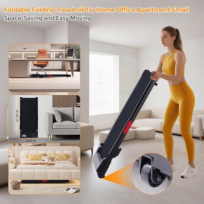 KASSADIN Walking Pad with Handle Bar, 2026 Upgrade Portable Small Treadmill with Handles for Home Small, 3.0HP Under Desk Walking Pad Treadmill with Incline, 0.6-7.6MPH, 350LBS