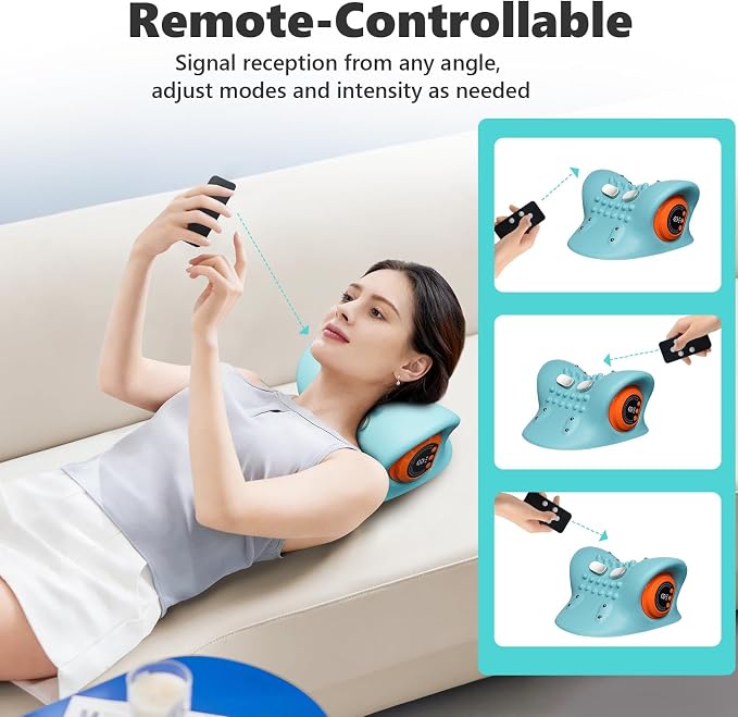 2026 Upgraded 3-in-1 Neck Massager, Portable Cervical Traction Device, 3 Heat Levels & 3 Vibration Modes, Ergonomic Support for Neck Pain Relief & Muscle Relaxation, Home & Office Use