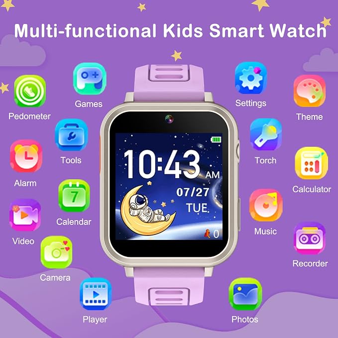 Kids Smart Watch Girls Ages 4-12, Smart Watch for Kids with HD Touch Screen 39 Games Camera Video Alarm Music Pedometer Flashlight 12/24 hr Educational Toys Birthday Gifts for Girls Age 6 7 8 9 10