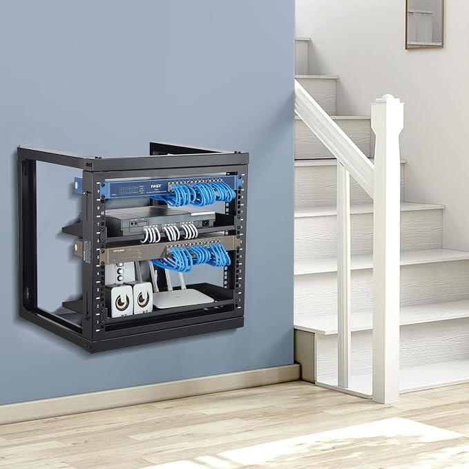 VEVOR 9U Server Rack, Wall Mount Network Rack for 19 Inch IT & AV Equipment, Open Frame 18" Deep 150 lbs Max Load Capacity