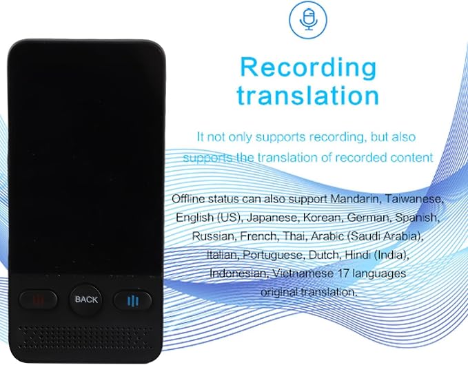Zunate Language Delay Unit 2 Way Real Time Smart Voice Translator 138 Language Registration 1 GB 8 GB WiFi for Travelers Students Businessmen Black